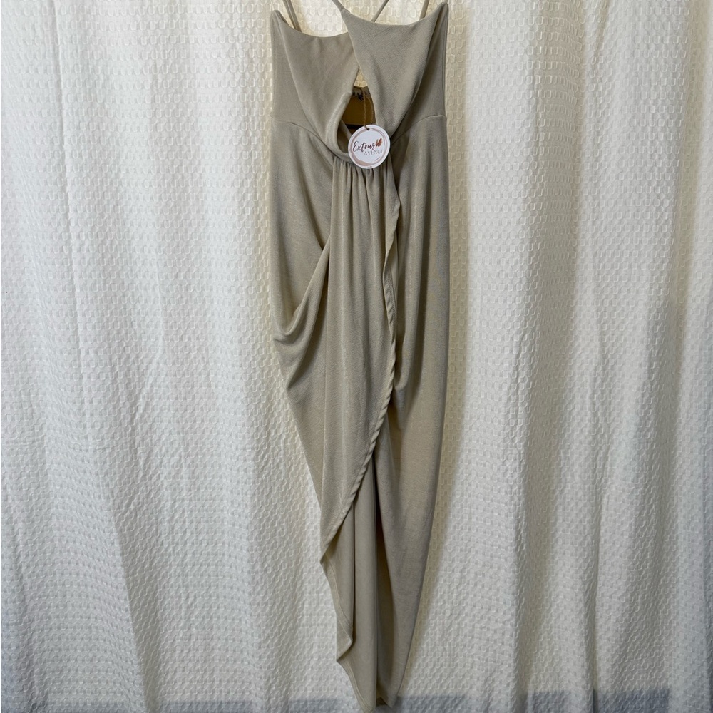 Elegant Beige Draped Dress